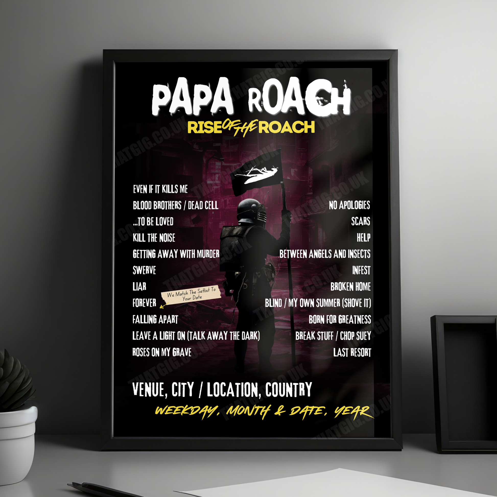 Papa Roach Setlist Poster - Huxley's Neue Welt, Berlin, Germany - January 21st, 2025