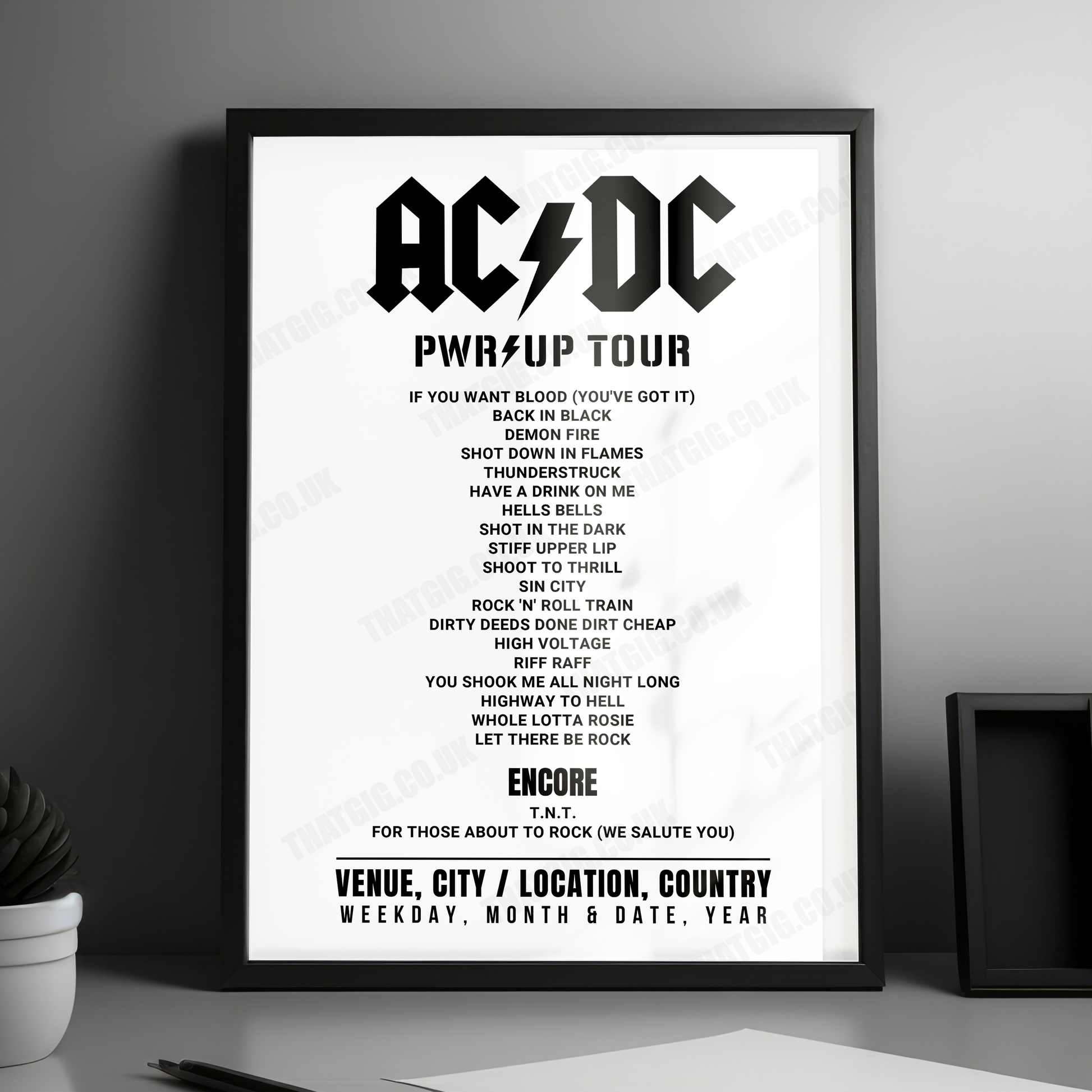 AC/DC Setlist Poster - Festivalterrein Stenehei, Dessel - August 9th, 2024