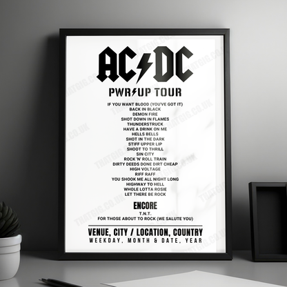 AC/DC Setlist Poster - Festivalterrein Stenehei, Dessel - August 9th, 2024