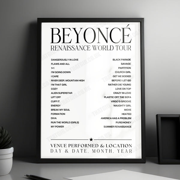Beyoncé Setlist Poster - Lumen Field - September 14th, 2023