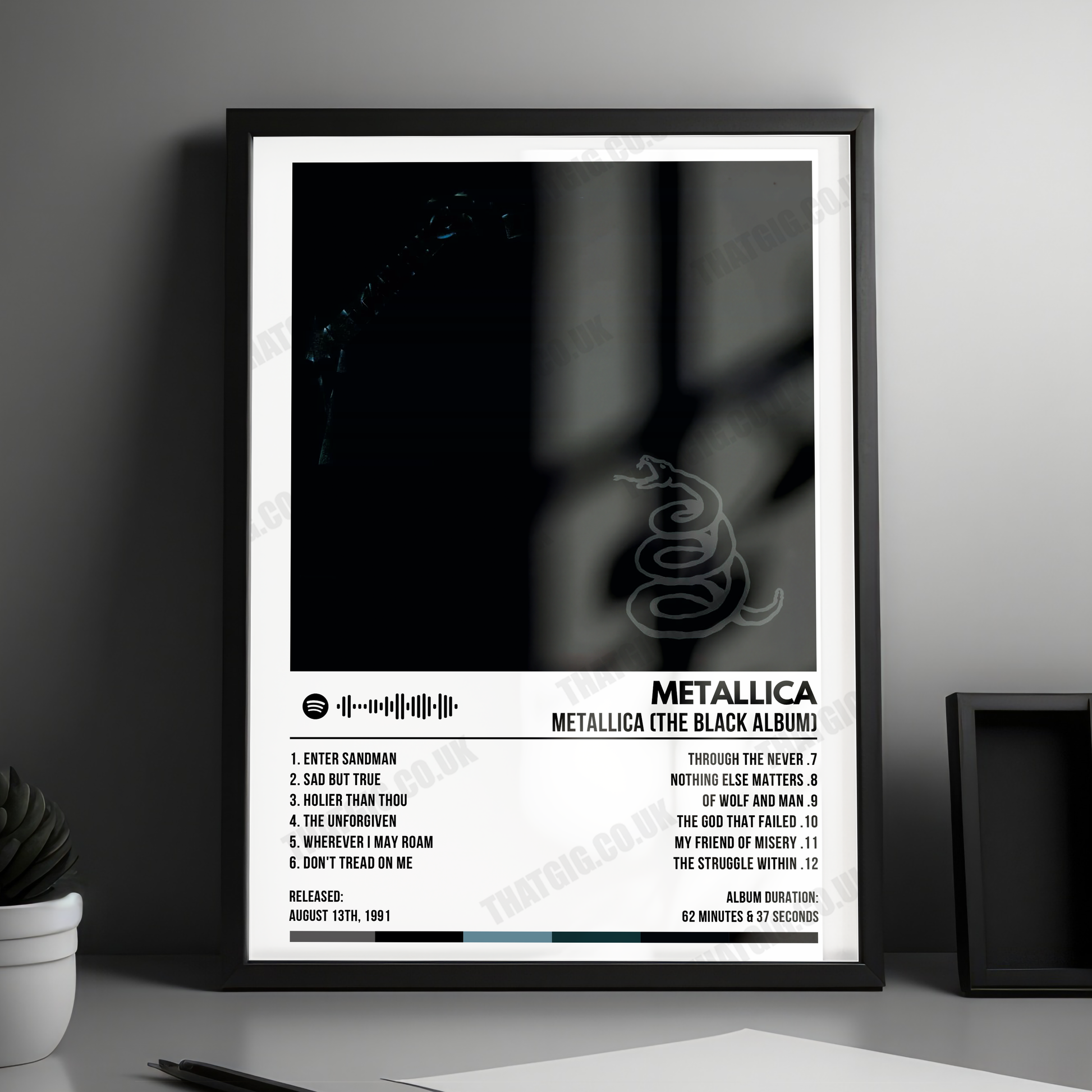 Metallica "Metallica" (The Black Album) Album Cover Poster - with Complete Tracklist
