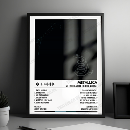 Metallica "Metallica" (The Black Album) Album Cover Poster - with Complete Tracklist
