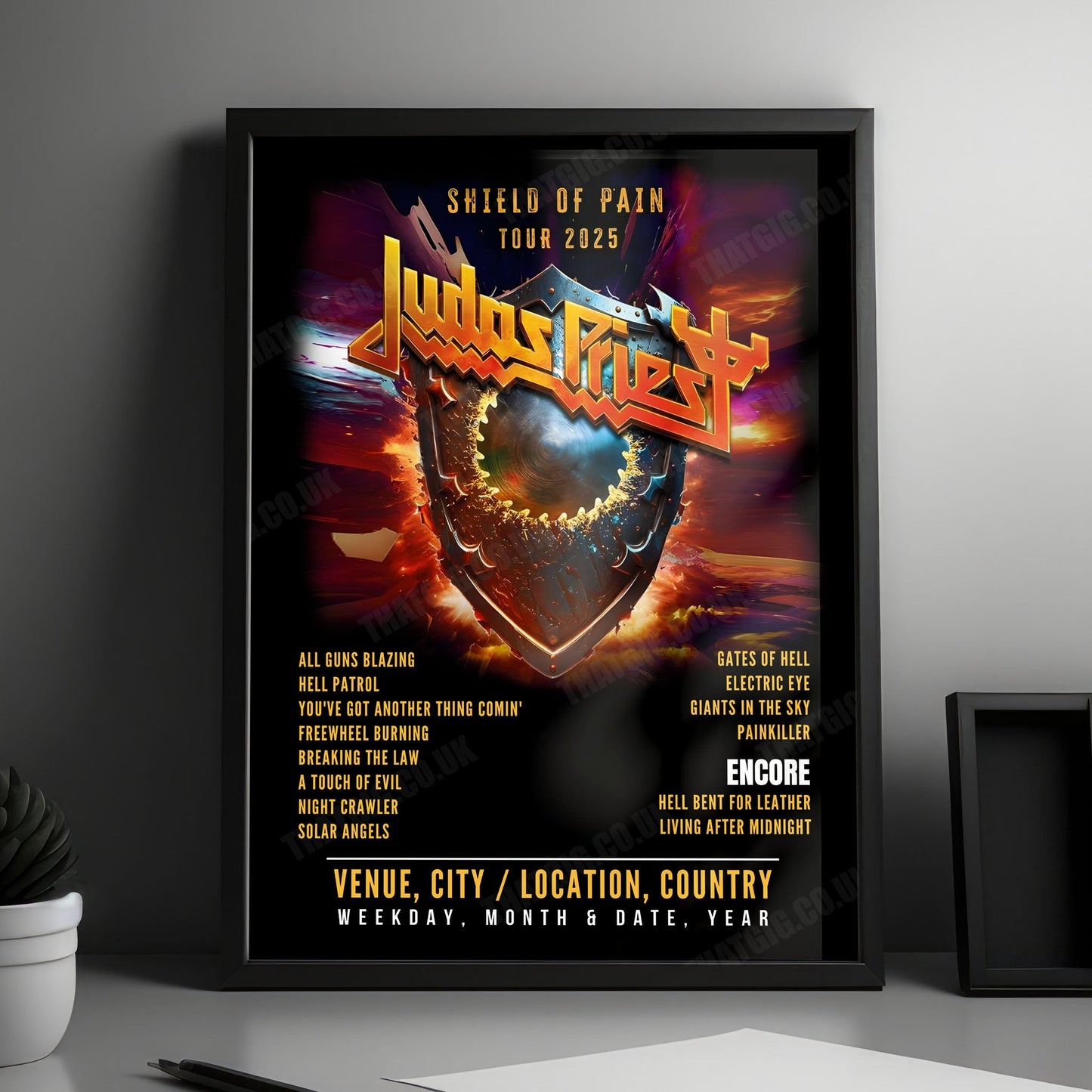 Judas Priest Setlist Poster - Shoreline Amphitheatre, Mountain View - October 14th, 2025