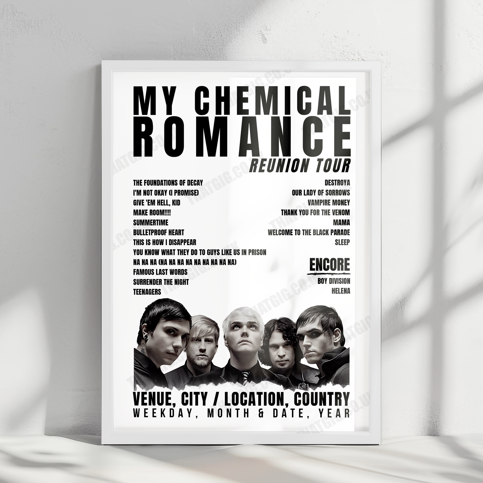 My Chemical Romance Setlist Poster - Las Vegas Festival Grounds, Las Vegas - October 23rd, 2022
