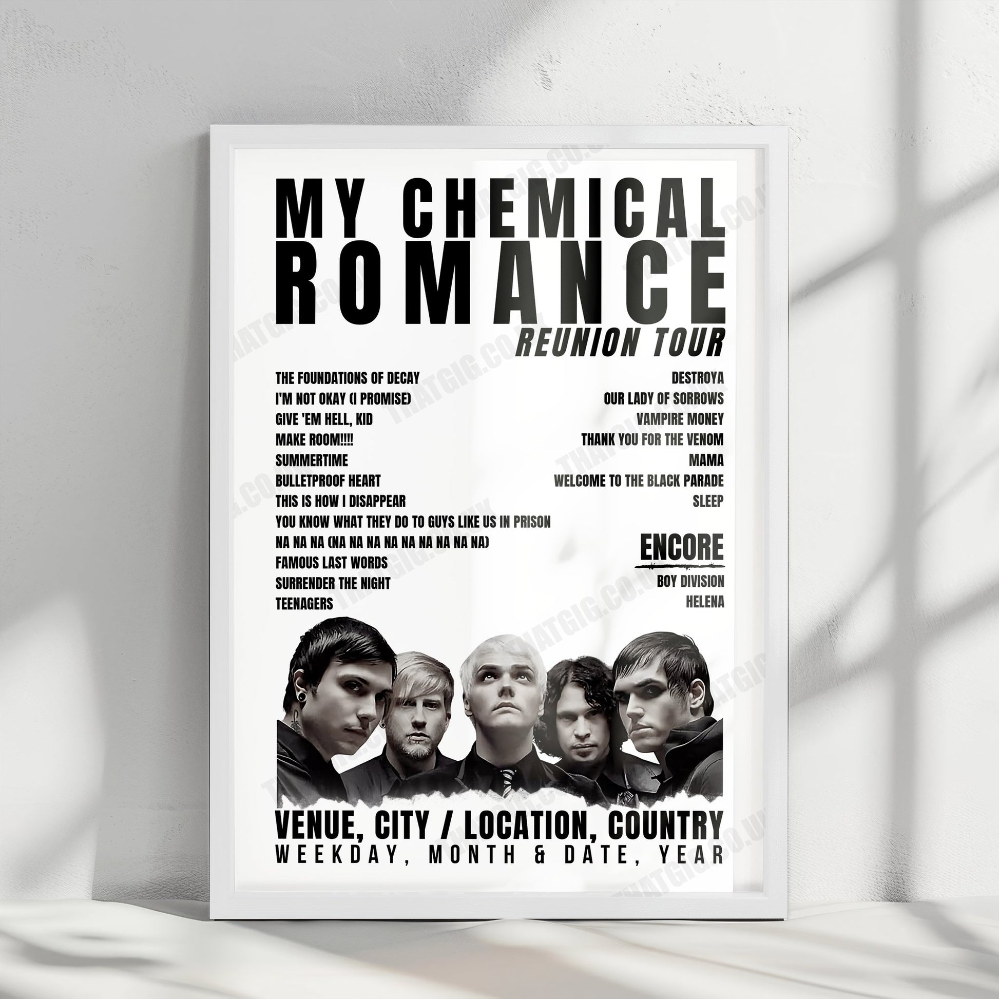 My Chemical Romance Setlist Poster - Brisbane Entertainment Centre, Brisbane - March 14th, 2023