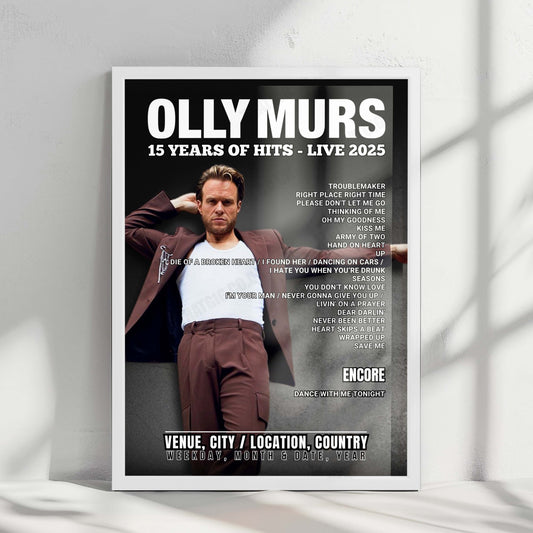 Olly Murs Setlist Poster - M&S Bank Arena, Liverpool - May 15th, 2025