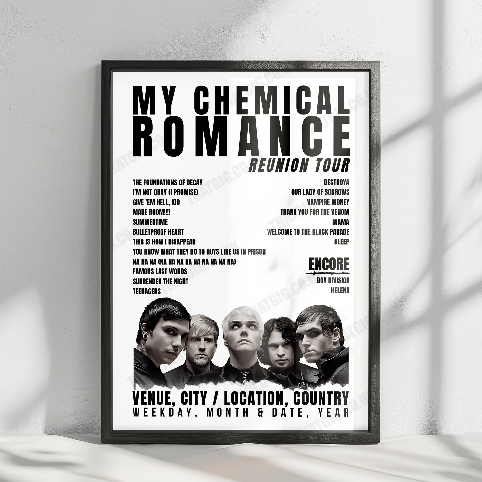 My Chemical Romance Setlist Poster - Brisbane Entertainment Centre, Brisbane - March 13th, 2023