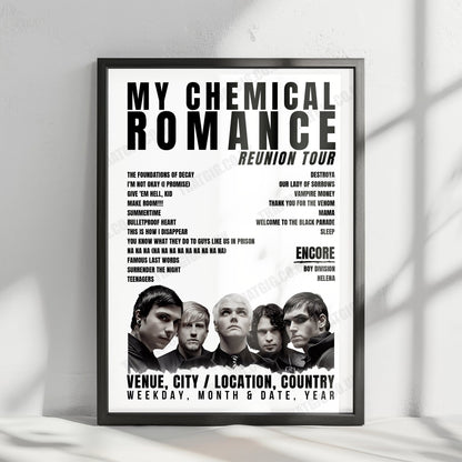 My Chemical Romance Setlist Poster - Brisbane Entertainment Centre, Brisbane - March 13th, 2023