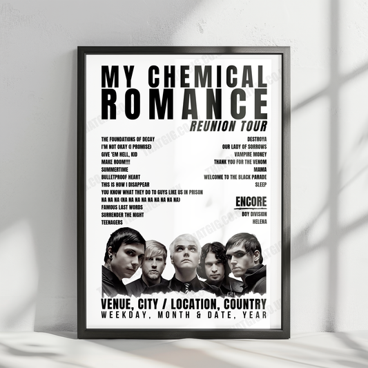My Chemical Romance Setlist Poster - KUNST!RASEN, Bonn - June 17th, 2022