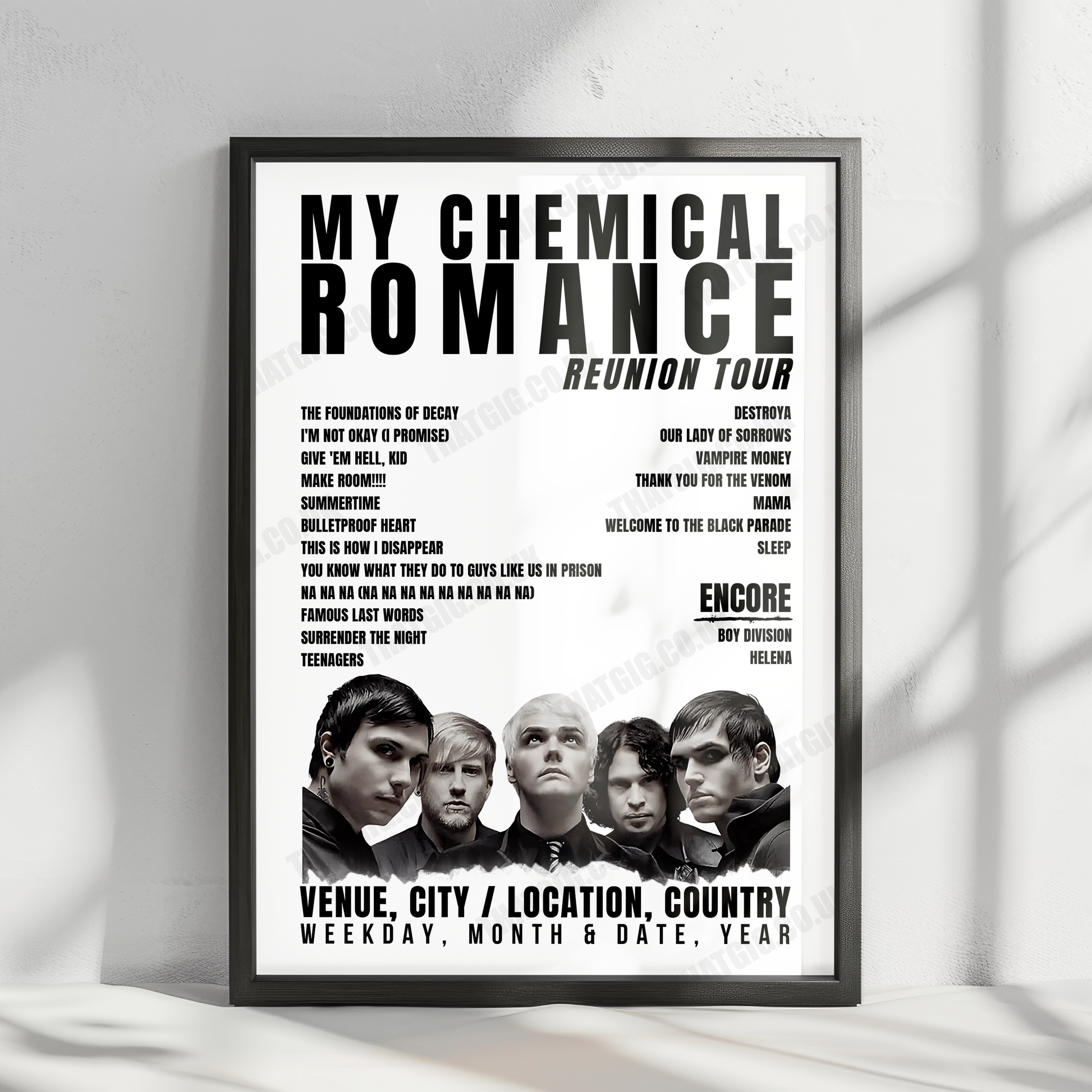 My Chemical Romance Setlist Poster - O2 arena, Prague - June 11th, 2022