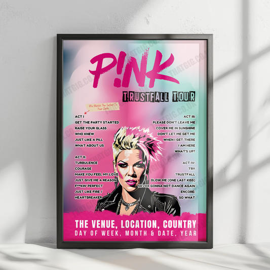 P!nk Setlist Poster - Little Caesars Arena, Detroit - October 15th, 2024