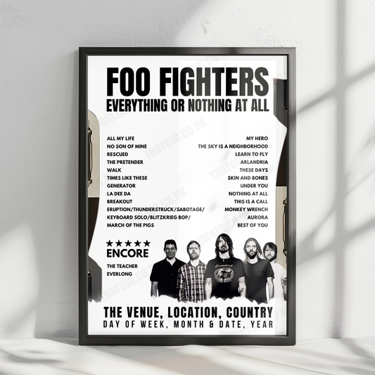 Foo Fighters Setlist Poster - Daytona International Speedway, Daytona Beach - May 11th, 2024