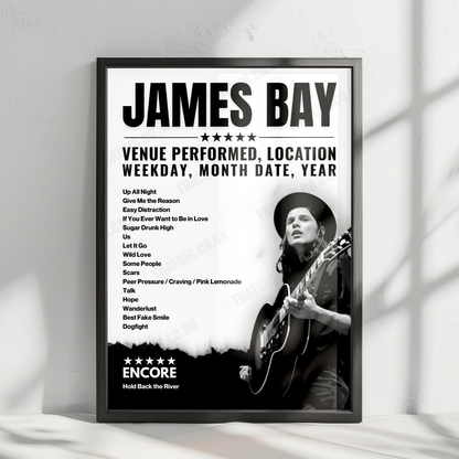 James Bay Setlist Poster - E-Werk, Cologne - November 10th, 2022