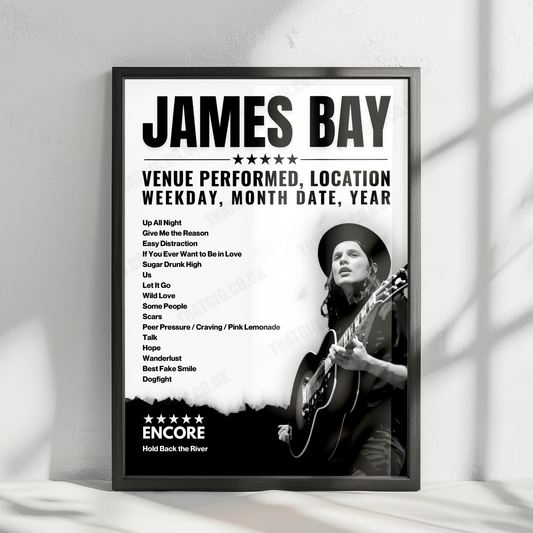 James Bay Setlist Poster - E-Werk, Cologne - November 10th, 2022
