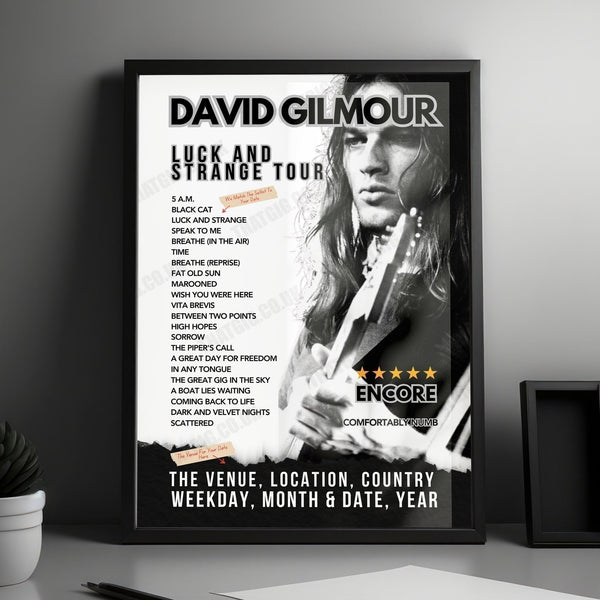 David Gilmour Setlist Poster - Brighton Centre, Brighton, England - September 20th, 2024