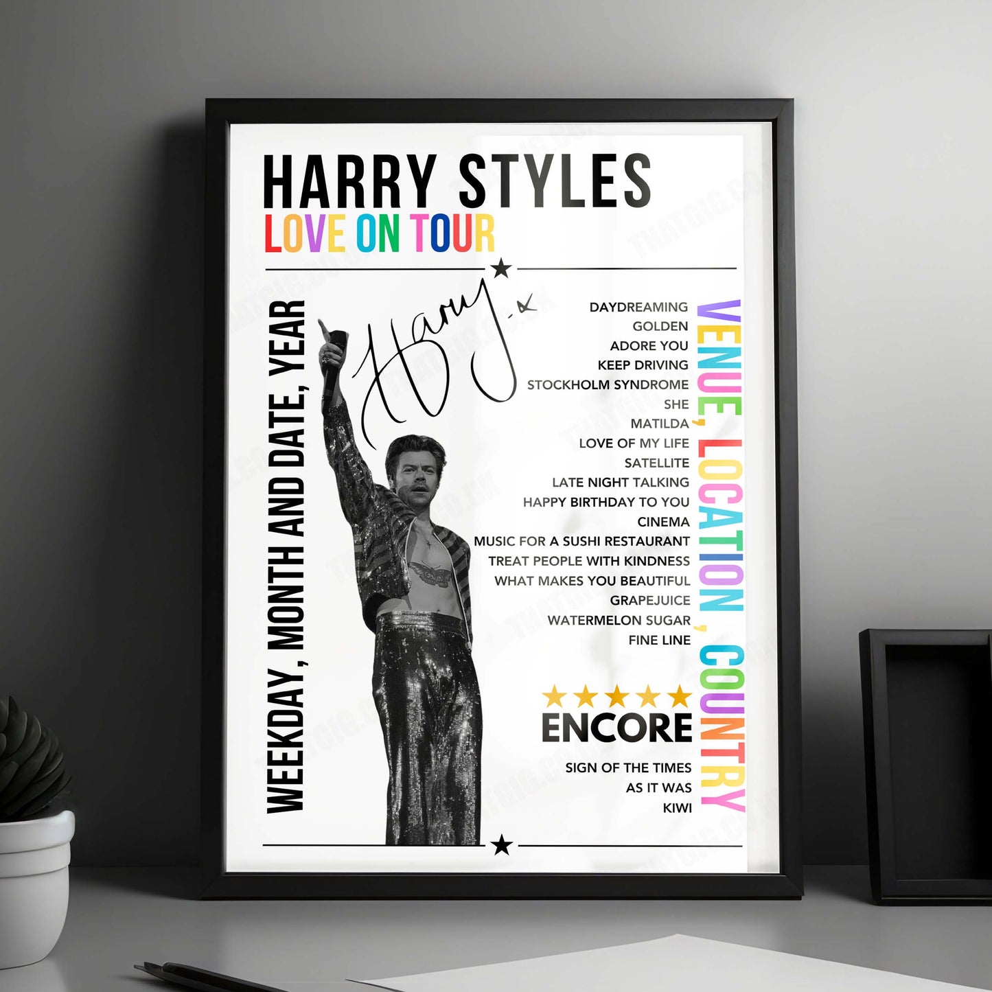 Harry Styles Setlist Poster - Espacio Mad Cool Villaverde, Madrid, Spain - July 14th, 2023