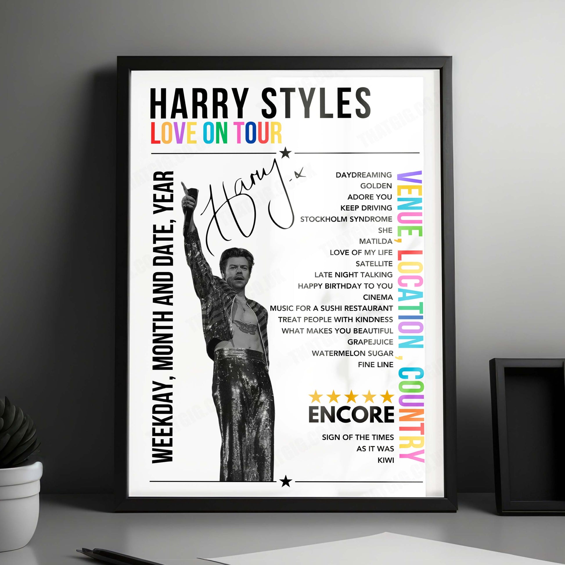 Harry Styles Setlist Poster - Espacio Mad Cool Villaverde, Madrid, Spain - July 14th, 2023