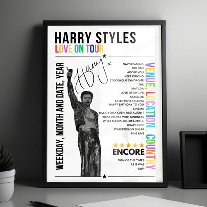 Harry Styles Setlist Poster - Espacio Mad Cool Villaverde, Madrid, Spain - July 14th, 2023