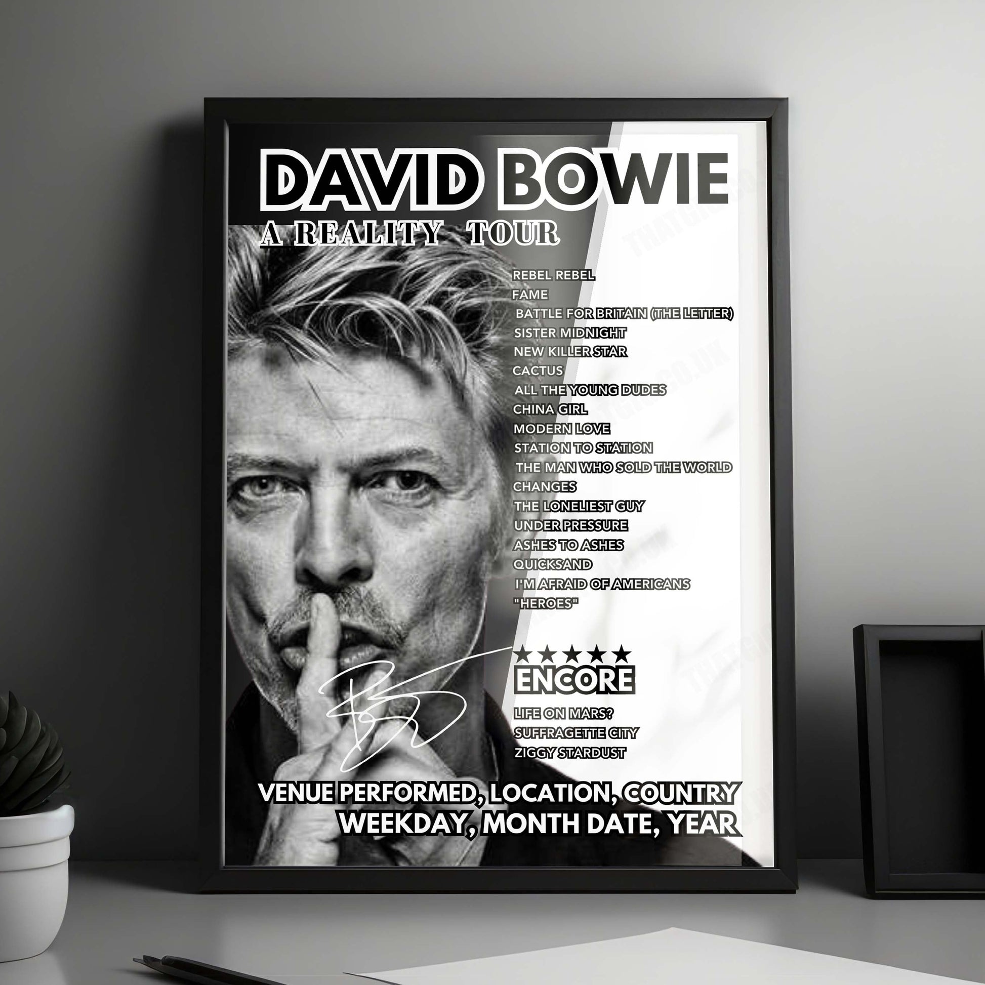 David Bowie Setlist Poster - Worthy Farm, Pilton - June 25th, 2000