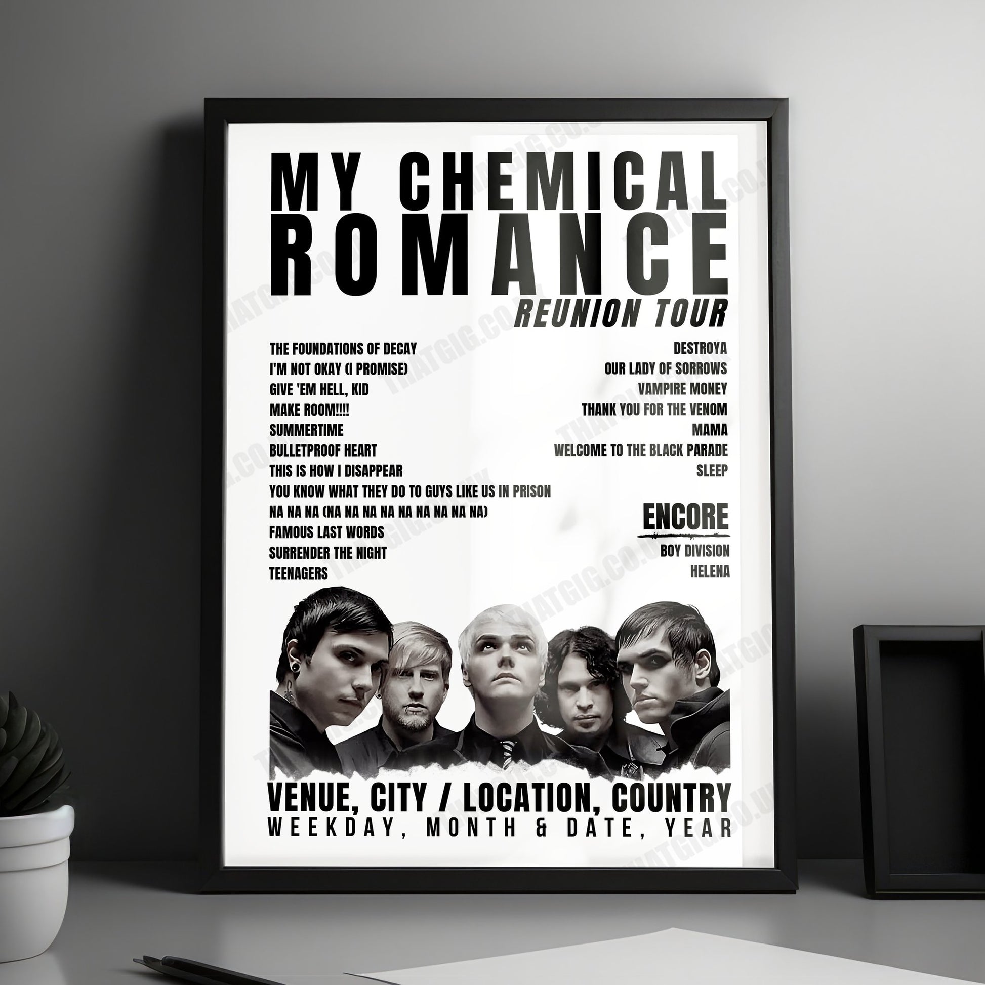 My Chemical Romance Setlist Poster - Brisbane Entertainment Centre, Brisbane - March 13th, 2023