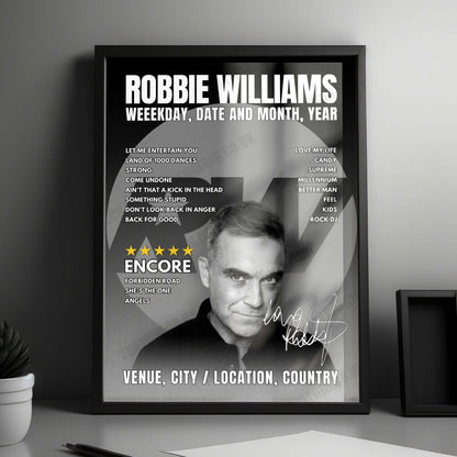 Robbie Williams Setlist Poster - The Royal Crescent Hotel & Spa, Bath - June 14th, 2025