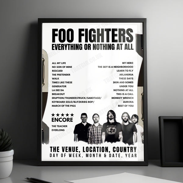 Foo Fighters Setlist Poster - Daytona International Speedway, Daytona Beach - May 11th, 2024