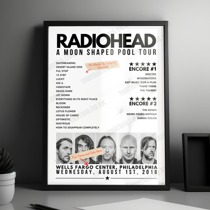 Radiohead Setlist Poster - U.S. Bank Arena, Cincinnati, USA - July 25th, 2018