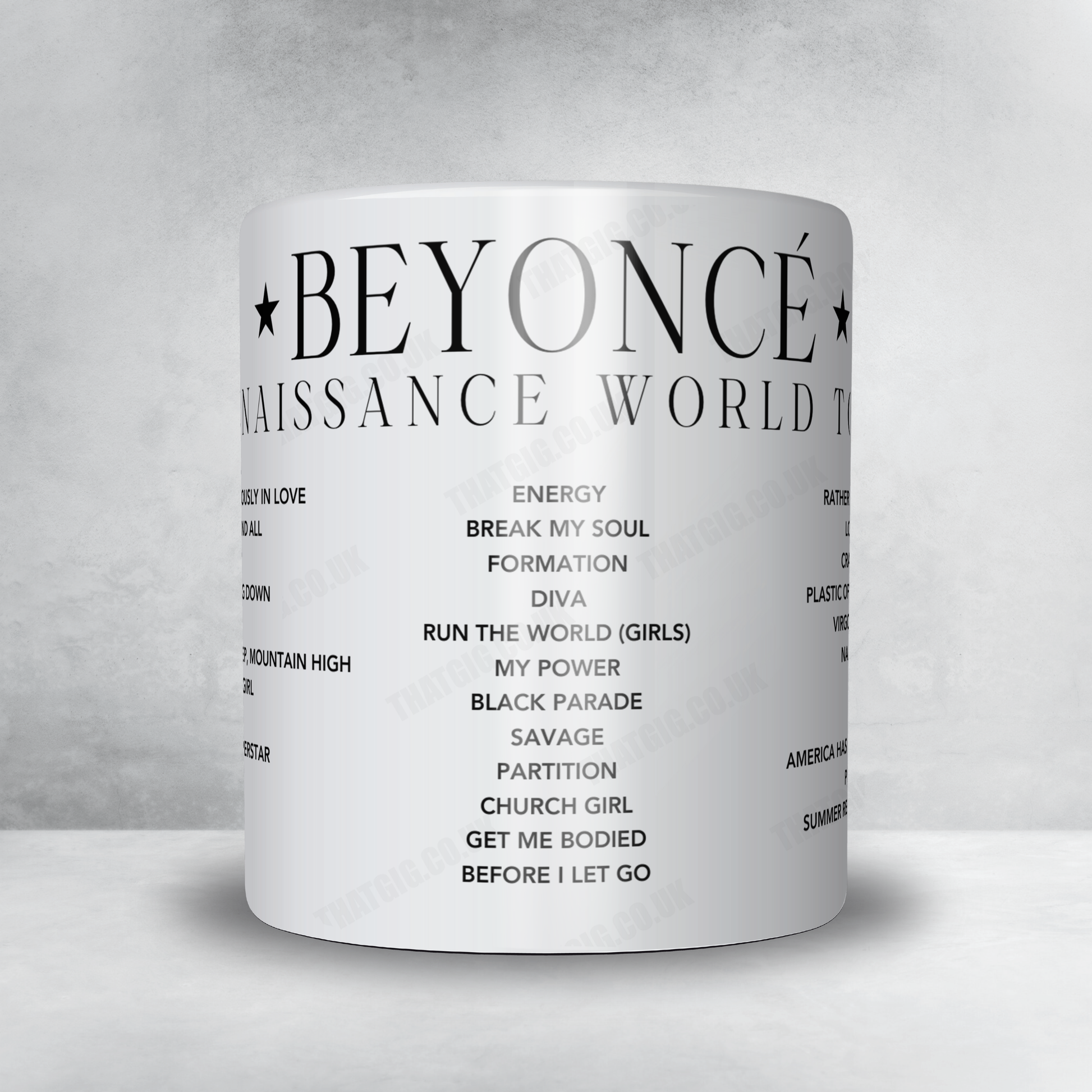 Beyoncé Setlist Mug - BC Place Stadium, Vancouver - September 11th, 2023