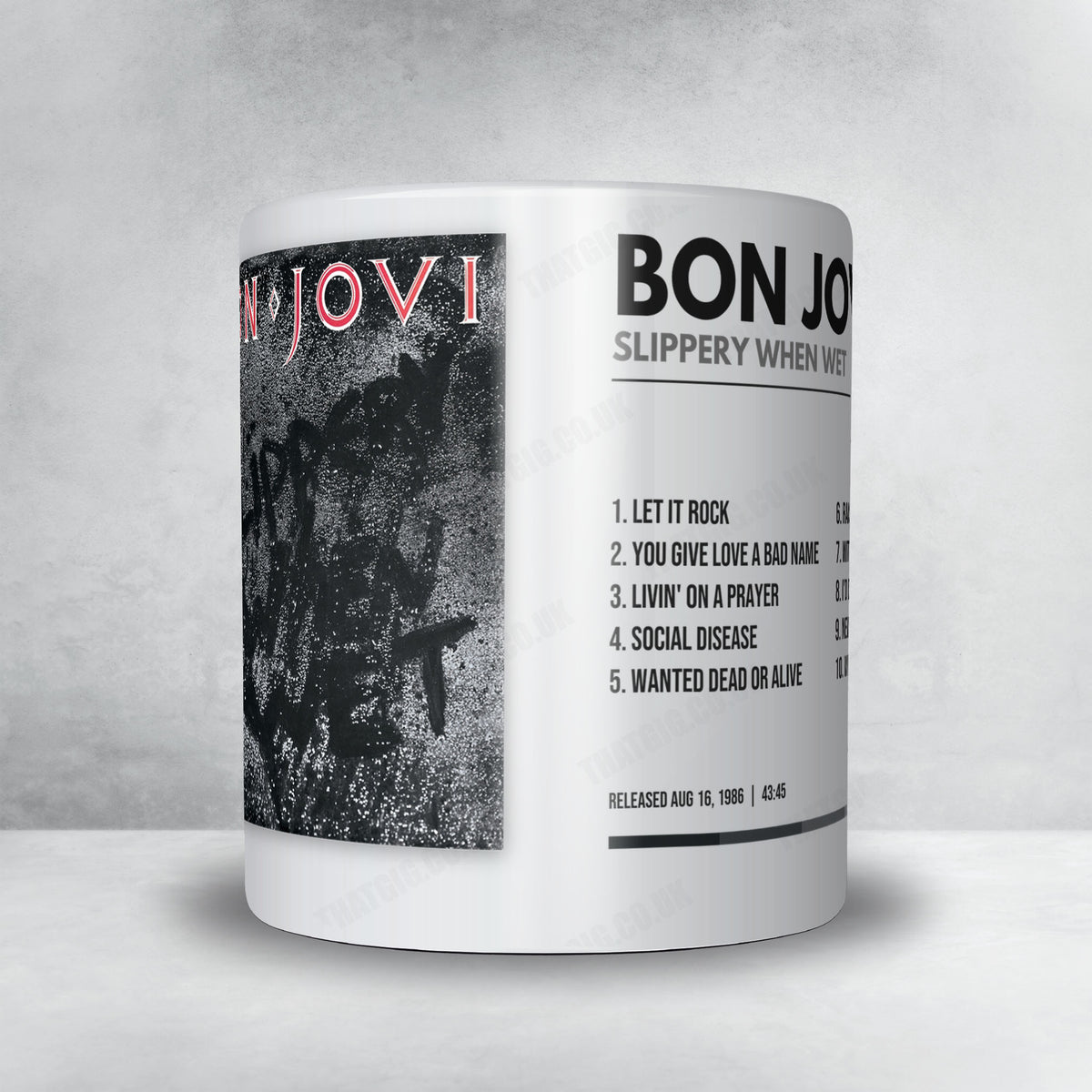 Bon Jovi "Slippery When Wet" Album Mug - Minimal