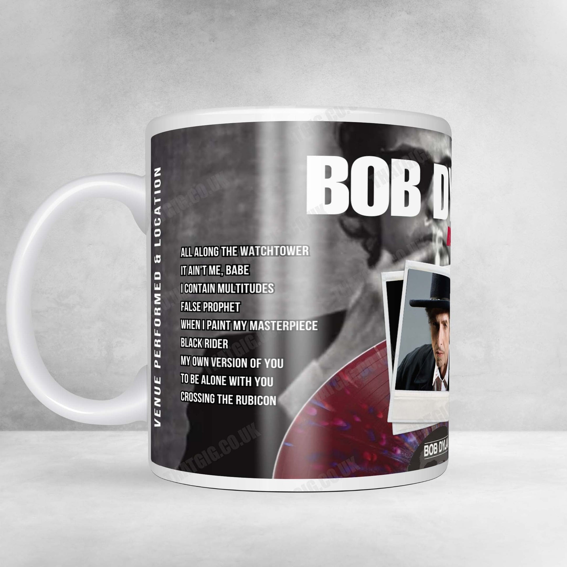 Bob Dylan Setlist Mug - Weidner Center for the Performing Arts, Green Bay - April 6th, 2025