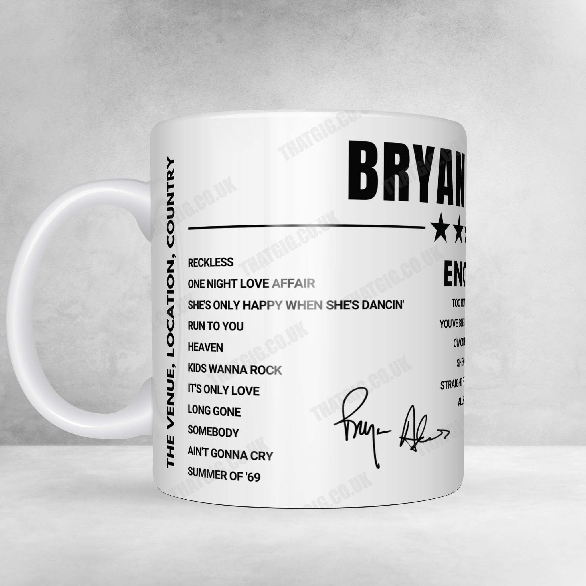 Bryan Adams Setlist Mug Wolfbrook Arena Jan 31st 2025 That Gig Bryan adams setlist mug wolfbrook arena jan 31st 2025 that gig