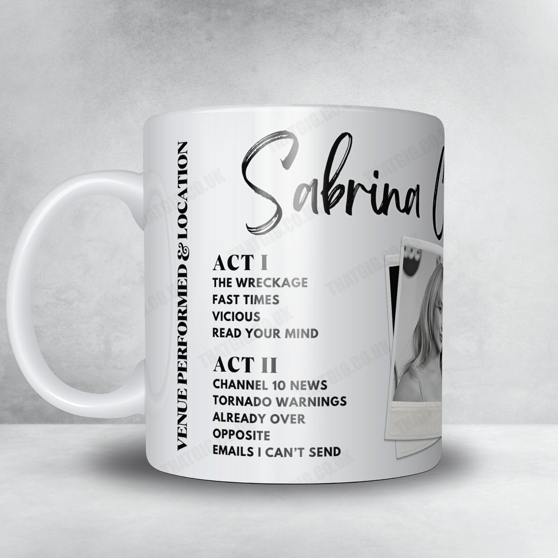 Sabrina Carpenter Setlist Mug - The O2 Arena - March 9th, 2025 – That Gig