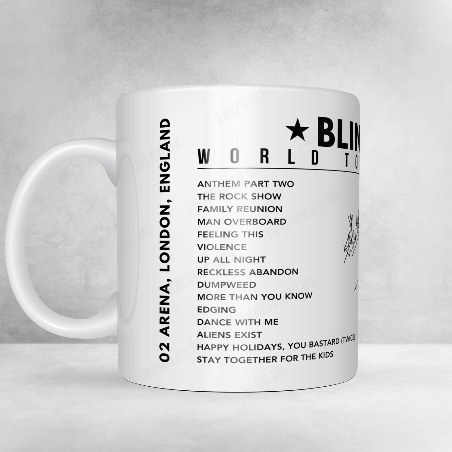 Blink-182 Setlist Mug - The O2 Arena, London - October 12th, 2023
