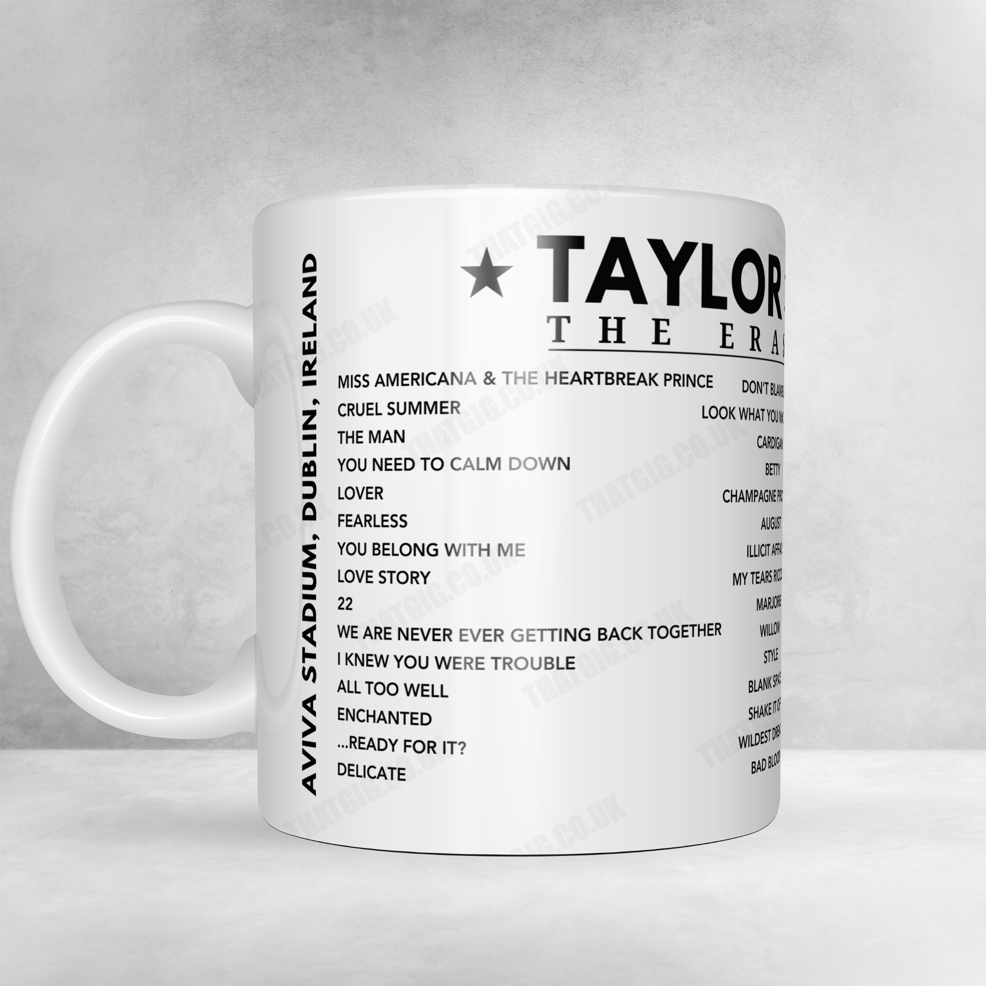 Taylor Swift Setlist Mug - Aviva Stadium, Dublin - June 29th, 2024