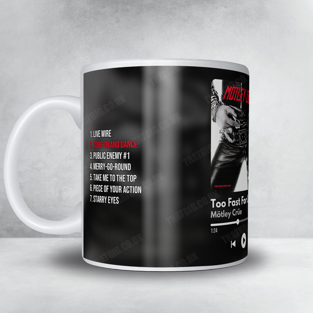 Mötley Crüe "Too Fast For Love" Album Mug - Now Playing