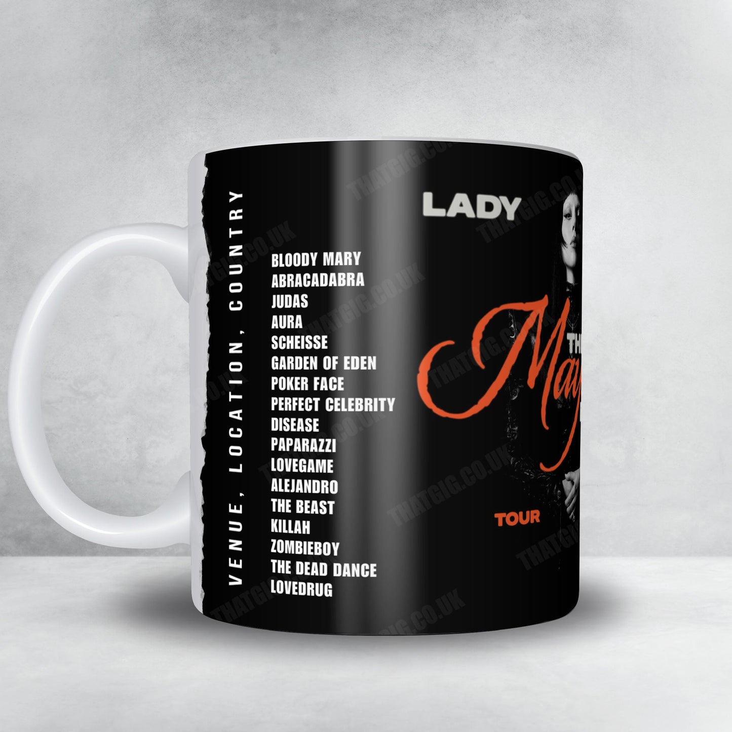 Lady Gaga Setlist Mug - Marvel Stadium, Melbourne - December 6th, 2025