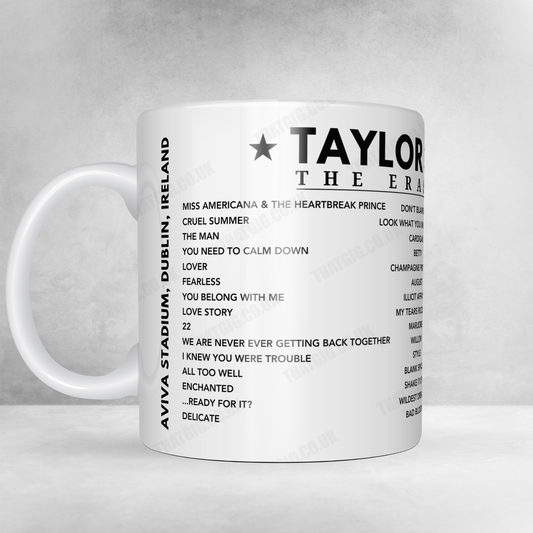 Taylor Swift Setlist Mug - Aviva Stadium, Dublin - June 30th, 2024