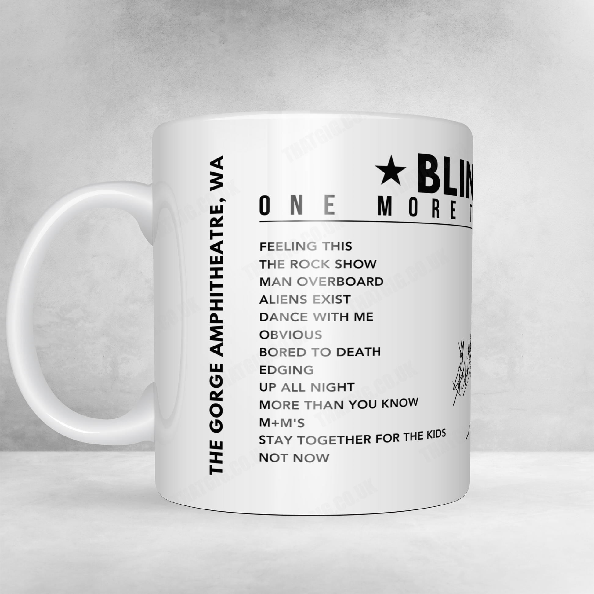 Blink-182 Setlist 11oz Mug - The Gorge Amphitheatre, George - July 14, 2024