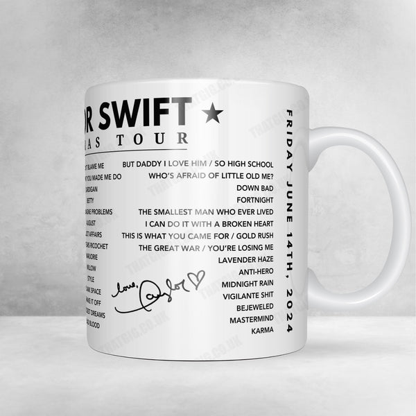 Taylor Swift Setlist Mug - Anfield, Liverpool, England - June 13th, 2024
