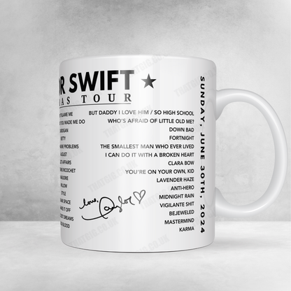 Taylor Swift Setlist Mug - Aviva Stadium, Dublin - June 30th, 2024