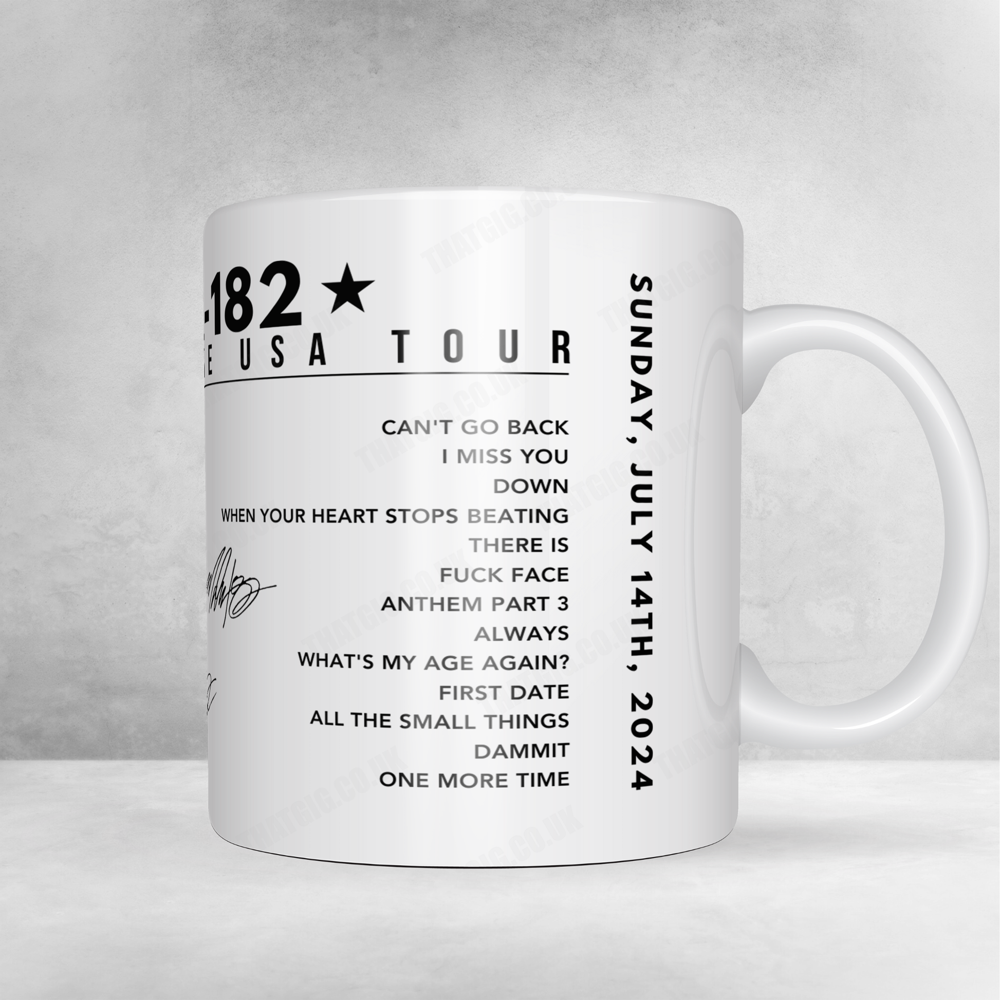 Blink-182 Setlist 11oz Mug - The Gorge Amphitheatre, George - July 14, 2024