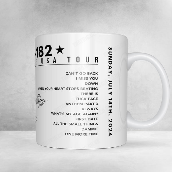 Blink-182 Setlist 11oz Mug - The Gorge Amphitheatre, George - July 14, 2024