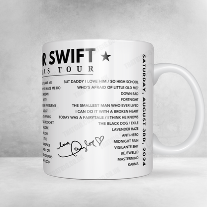 Taylor Swift Setlist Mug - PGE Narodowy, Warsaw - August 3rd, 2024
