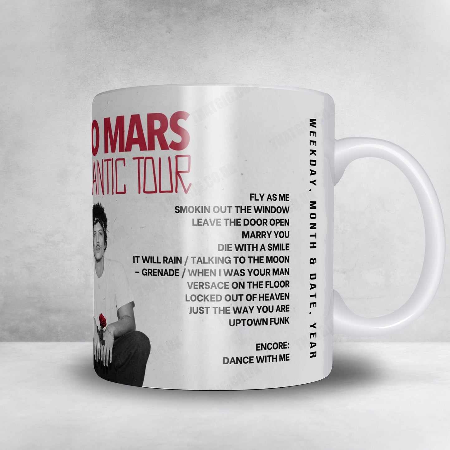 Bruno Mars Setlist Mug - Belluna Dome, Tokorozawa - January 15th, 2027