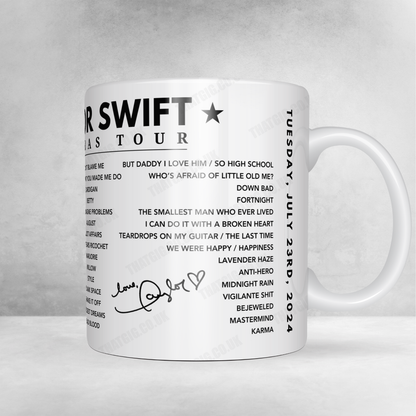 Taylor Swift Setlist Mug - Volksparkstadion, Hamburg, Germany, July 23rd 2024