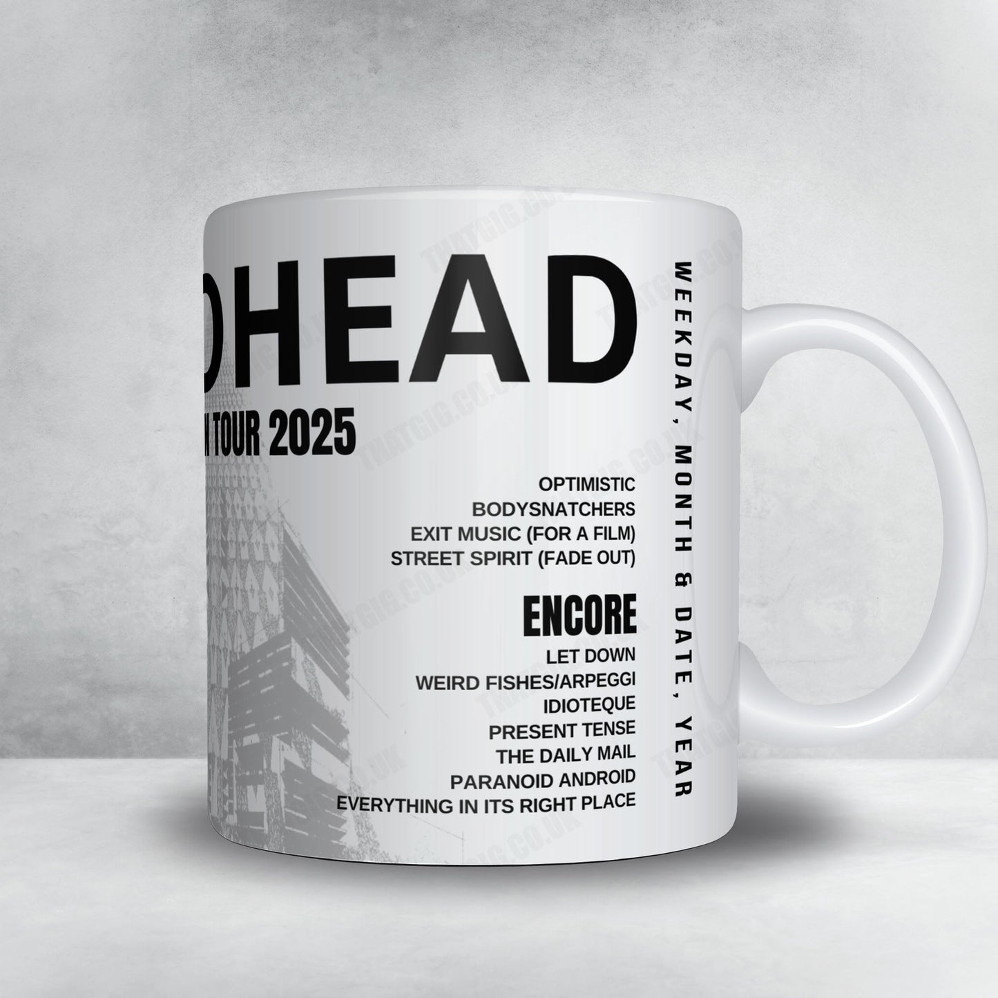 Radiohead Setlist Mug - Movistar Arena, Madrid - November 7th, 2025