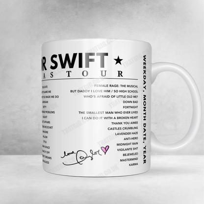 Taylor Swift Setlist Mug - Johan Cruijff ArenA, Amsterdam - July 6th, 2024