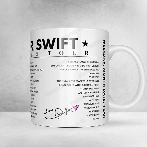 Taylor Swift Setlist Mug - Letzigrund Stadion, Zurich - July 9th, 2024