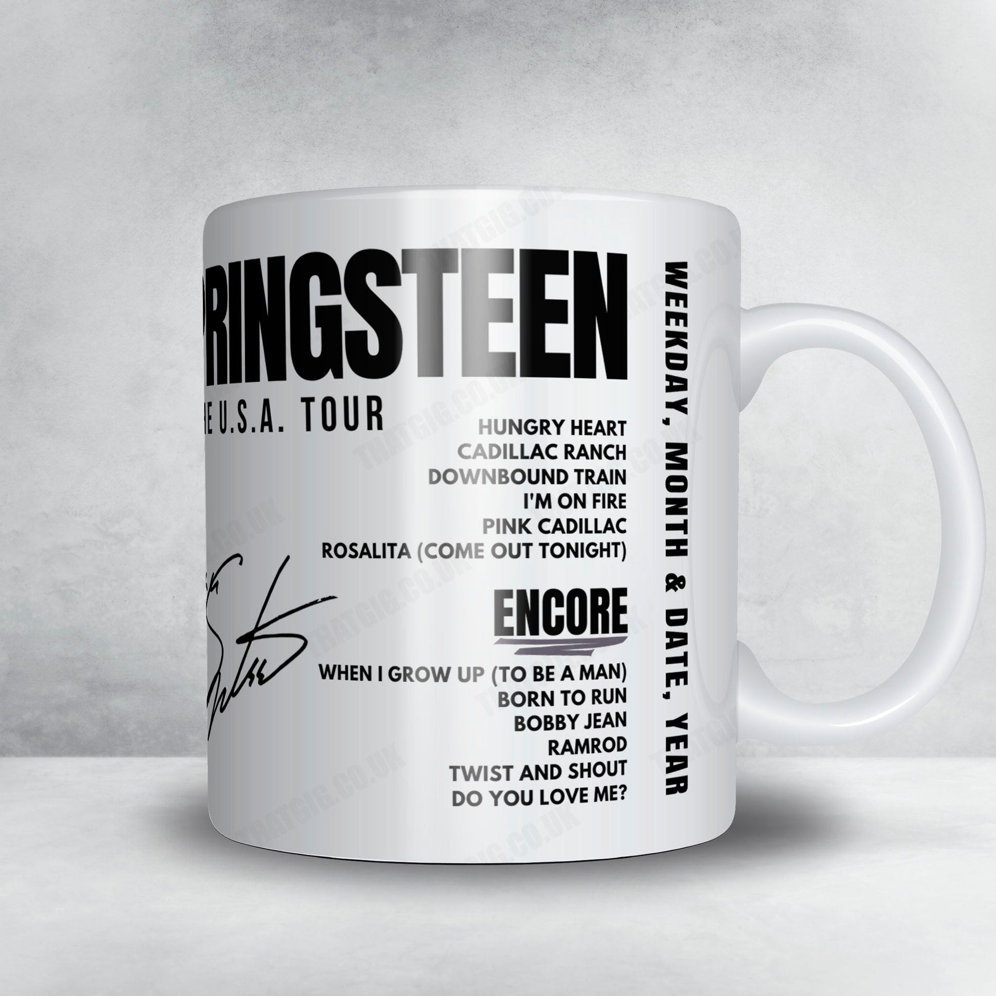 Bruce Springsteen Setlist Mug - Brendan Byrne Arena, East Rutherford - August 8th, 1984