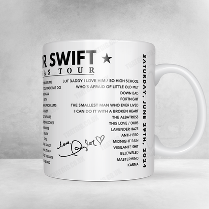 Taylor Swift Setlist Mug - Aviva Stadium, Dublin - June 29th, 2024